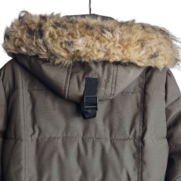 Guess Women's Olive Green Parka Coat Faux Fur Removable Hood Size Medium - Picture 6 of 16